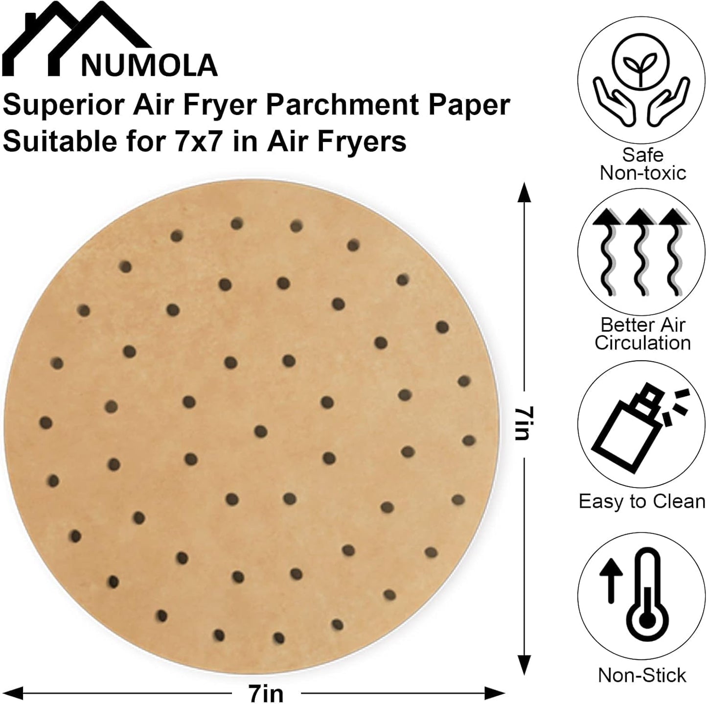 Air Fryer Parchment Paper Liners, 100 Pcs Air Fryer Disposable Paper Liner for 2-3QT Air Fryer, 7 Inch Safe Air Fryer Paper, Non-Stick Steamer Liner for Microwave, Oven, Steaming Basket